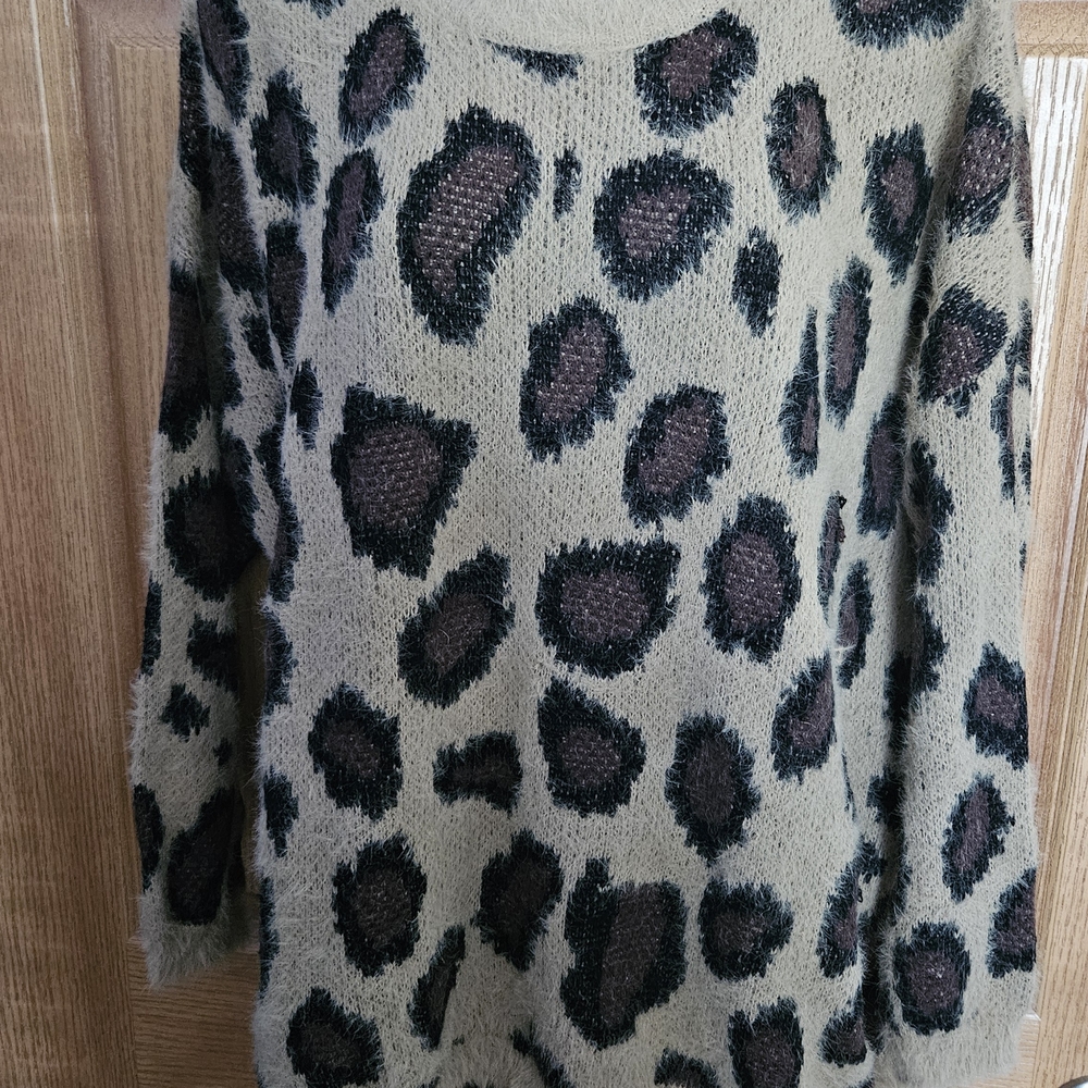 Altar'd State Leopard Print Crew Neck Sweater